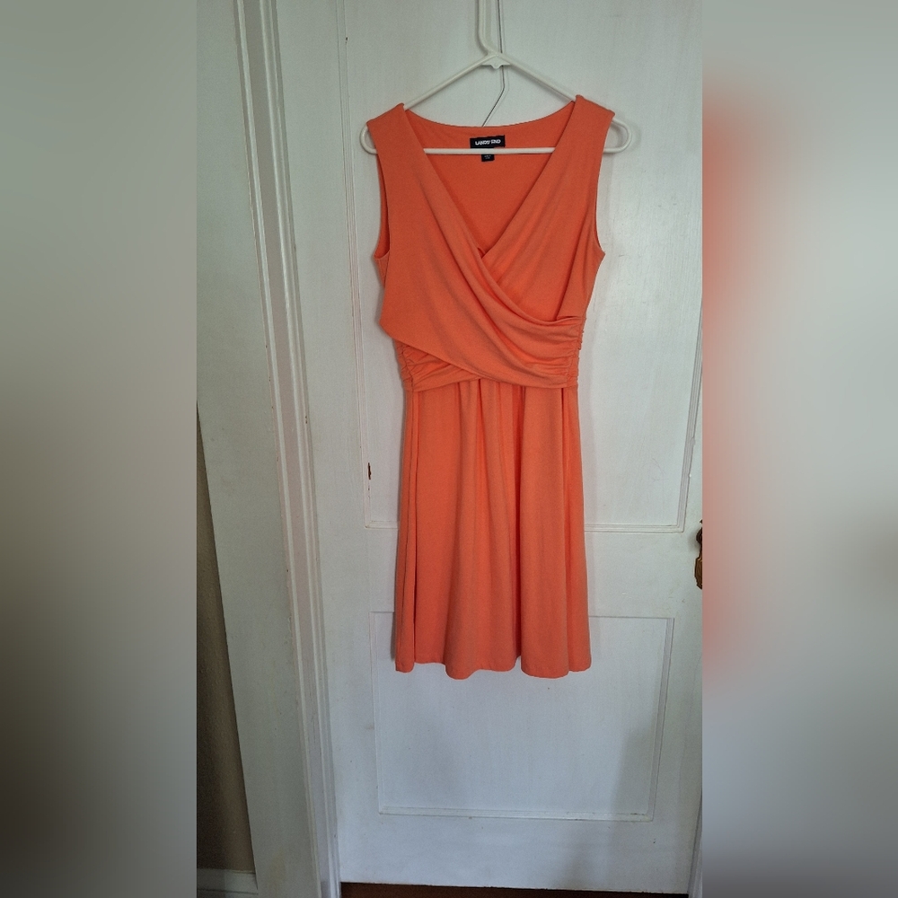 Lands End Orange Sleeveless Dress